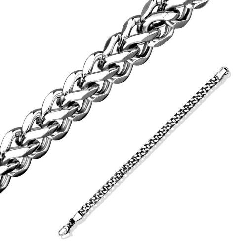 Set masivního ocelového náramku a řetízku 7 mm