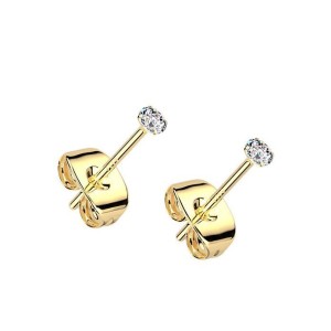 Zlacené stříbrné náušnice na puzetu - zirkony 2 mm