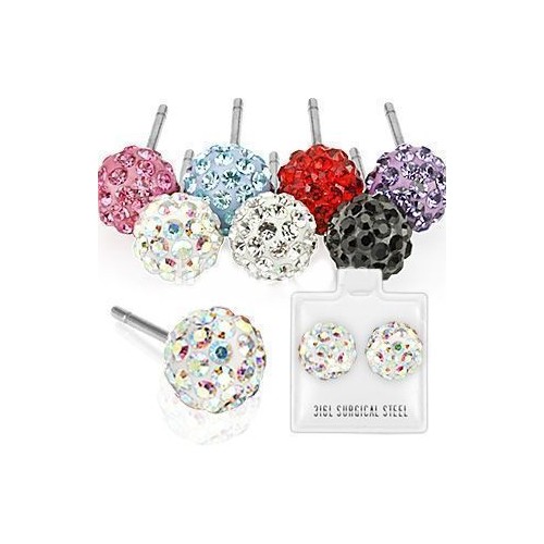 Naušnice chirurgická ocel s krystalky (červené 6 mm)