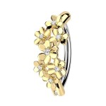 Zlacený piercing do pupíku s kytičkami