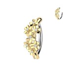 Zlacený piercing do pupíku s kytičkami