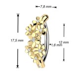 Zlacený piercing do pupíku s kytičkami