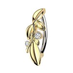 Zlacený piercing do pupíku s lístečky