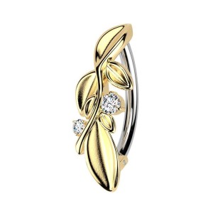 Zlacený piercing do pupíku s lístečky