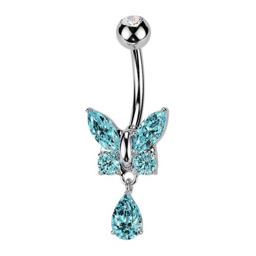 Piercing do pupíku motýlek (tyrkysová)