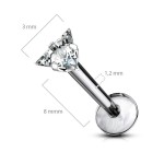 Piercing do brady - labreta TITAN trojúhelník, 1,2 x 6 mm