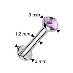 Piercing do brady - labreta Ametyst TITAN (1,2 x 8 mm)