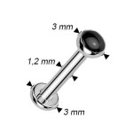 Piercing do brady - labreta Onyx TITAN (1,2 x 8 mm)