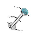 Piercing do brady - labreta Tyrkys TITAN (1,2 x 8 mm)