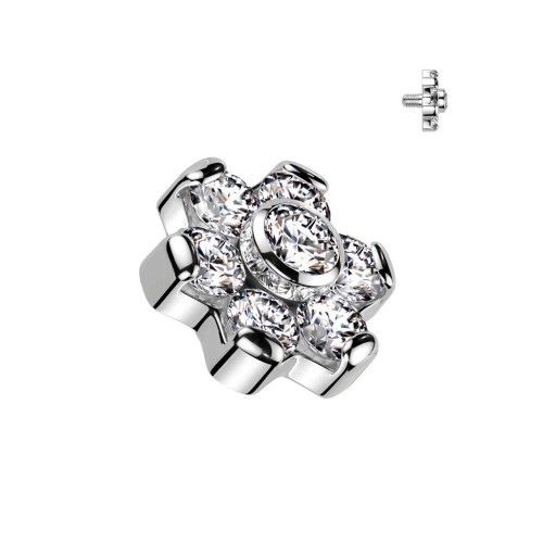 Náhradní ozdoba k dermálu / labretě TITAN, závit 1,2 mm (čirá)