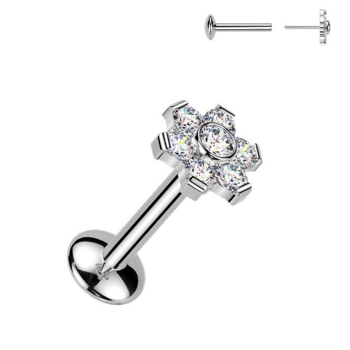 Piercing do brady kytička - PUSH IN labreta TITAN s Moissanity 0.015ct