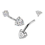 Ocelový piercing do pupíku srdce