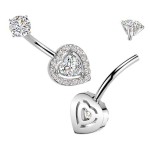 Ocelový piercing do pupíku srdce