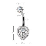 Ocelový piercing do pupíku srdce