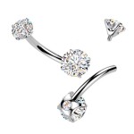 Luxusní piercing do pupíku s Moissanity 1.50ct, TITAN