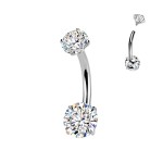 Luxusní piercing do pupíku s Moissanity 1.50ct, TITAN