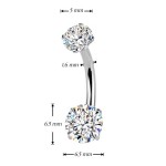 Luxusní piercing do pupíku s Moissanity 1.50ct, TITAN