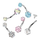 Ocelový piercing do pupíku (čirá)