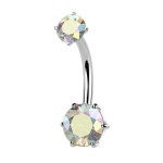 Ocelový piercing do pupíku (čirá)