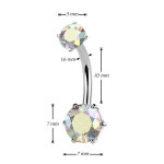 Ocelový piercing do pupíku (čirá)