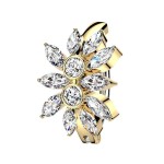 Zlacený piercing do pupíku s kytičkou