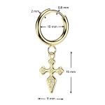 Zlacené kruhové ocelové náušnice s křížky