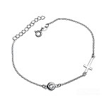 Stříbrný náramek na nohu s křížkem a zirkonem