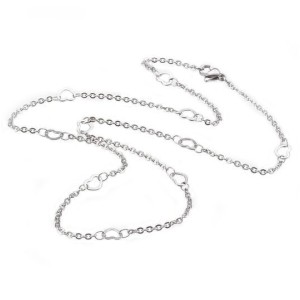 Ocelový řetízek se srdíčky délka 45 cm