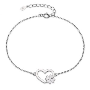 Stříbrný náramek srdce a čtyřlístek