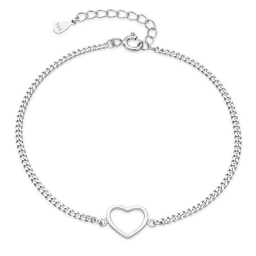 Stříbrný náramek srdce