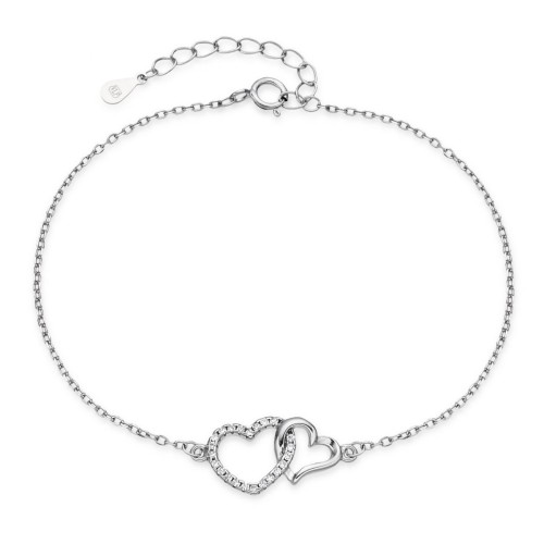 Stříbrný náramek spojená srdce