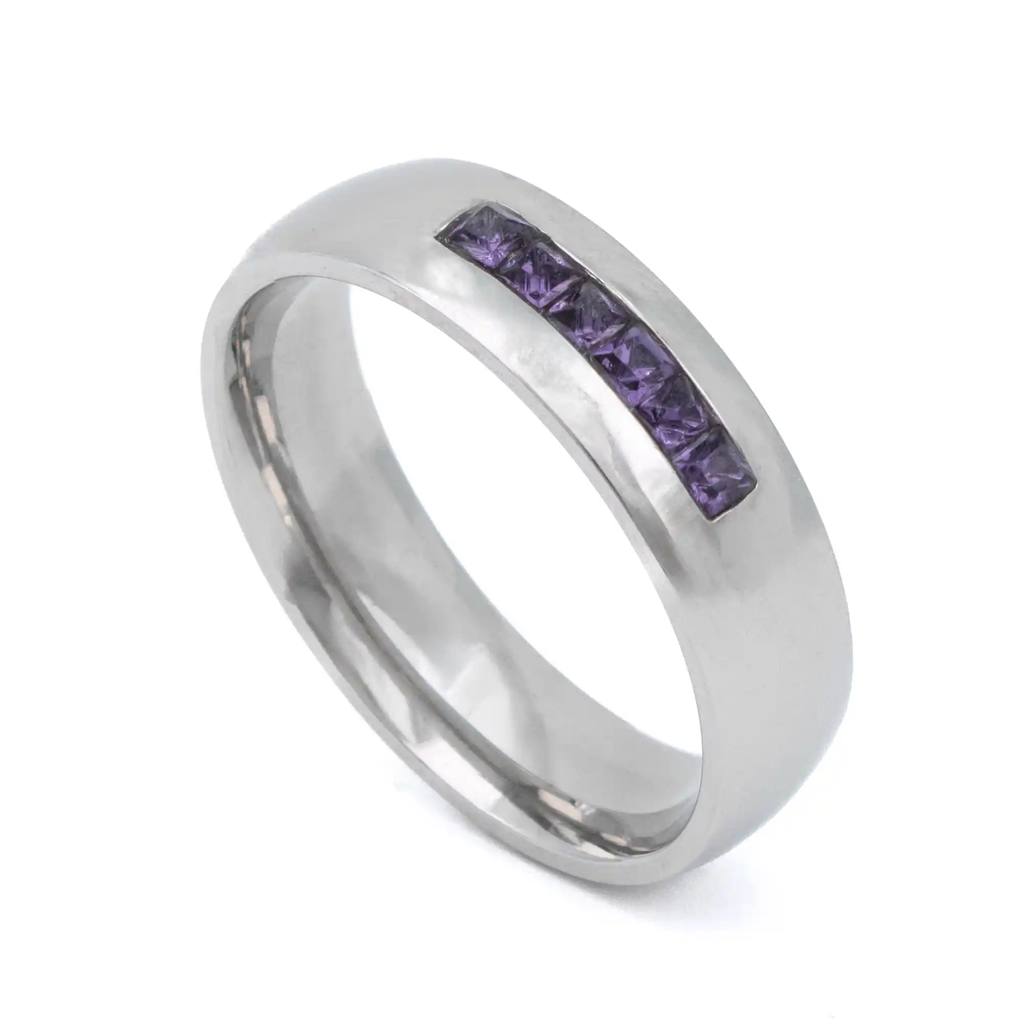 Prsten chirurgická ocel s levandulovými kamínky HWSR26