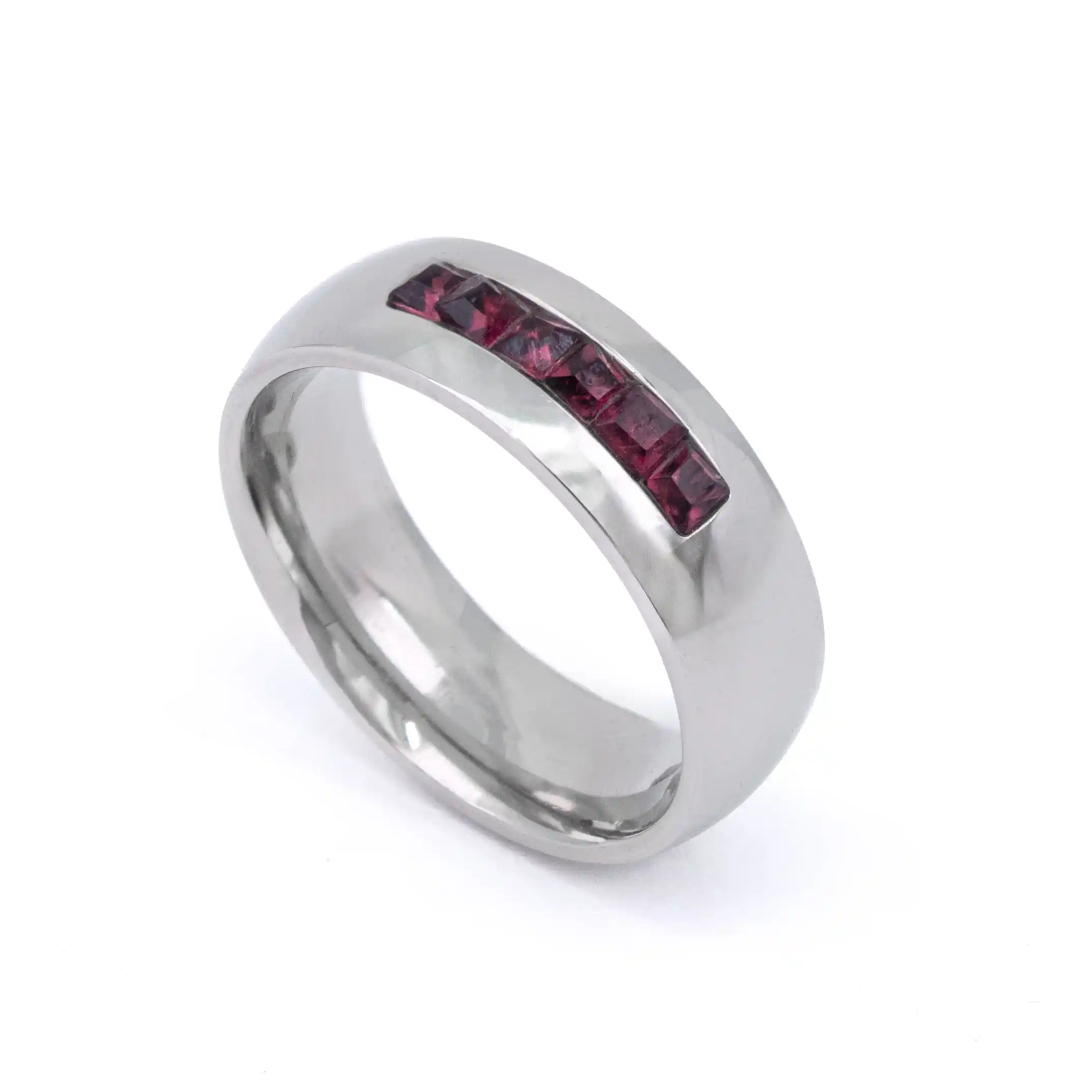 Prsten chirurgická ocel s tmavě fialovými kamínky HWSR26