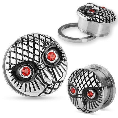 Ocelový plug sova HWPSZ73 (8 mm)