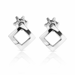 Stříbrné náušnice šroubovací - čtverečky