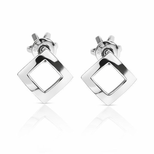 Stříbrné náušnice šroubovací - čtverečky
