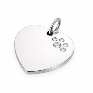 Psí známka chirurgická ocel srdíčko s tlapkou