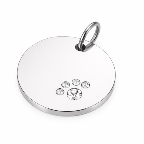 Psí známka chirurgická ocel kolečko s tlapkou