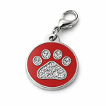 Psí známka kulatá červená s tlapkou