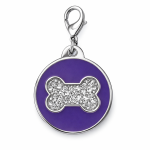 Psí známka kulatá fialová s kostičkou