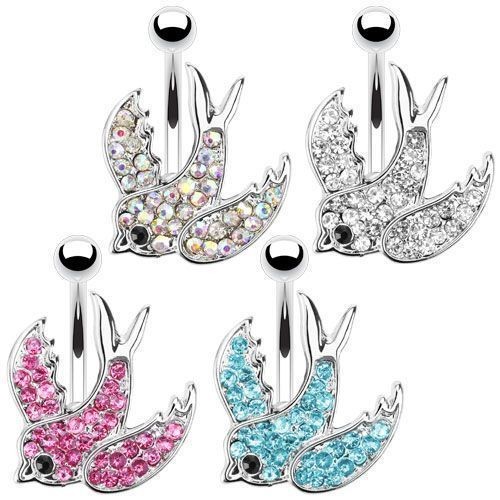 Piercing do pupíku vlaštovka HWNSX7738 (modrý)