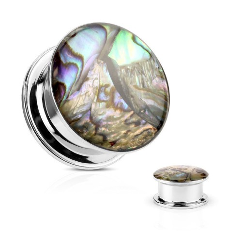 Plug z chirurgické oceli s perletí HWPS56 (22 mm)