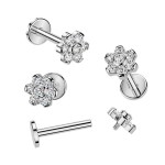 Zlacený piercing do brady - labreta kytička TITAN (1,2 x 6 mm)