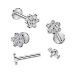 Zlacený piercing do brady - labreta kytička TITAN (1,2 x 8 mm)