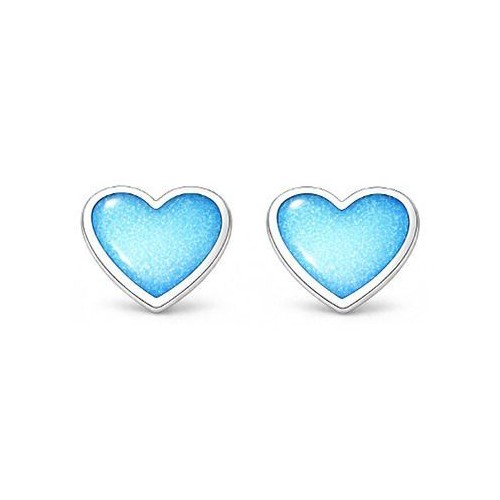 Stříbrné náušnice srdce modrá perleť