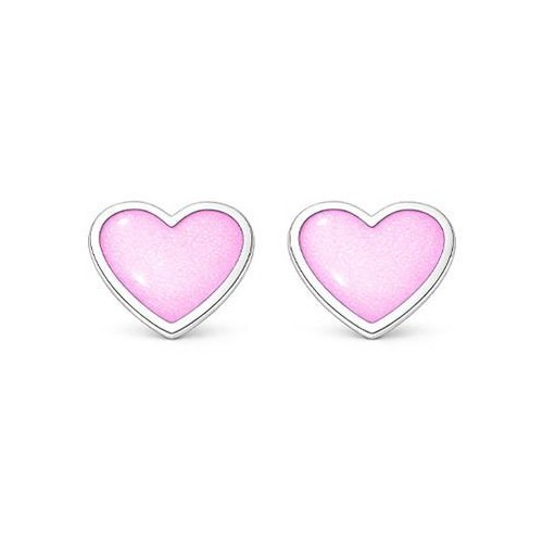 Stříbrné náušnice srdce růžová perleť