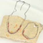 Nerezový minerální náramek přírodní Rodochrosit