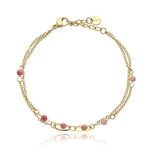 Nerezový minerální náramek přírodní Rodonit