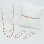 Nerezový minerální náramek přírodní Rodonit