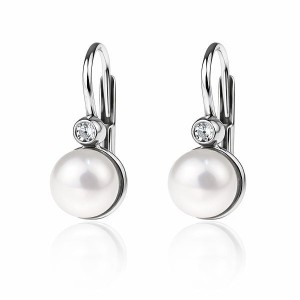 Stříbrné náušnice s perlou a zirkonem